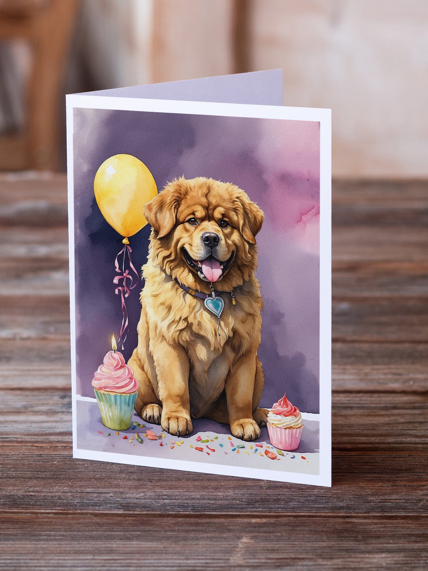 Tibetan Mastiff Happy Birthday Greeting Cards Pack of 8