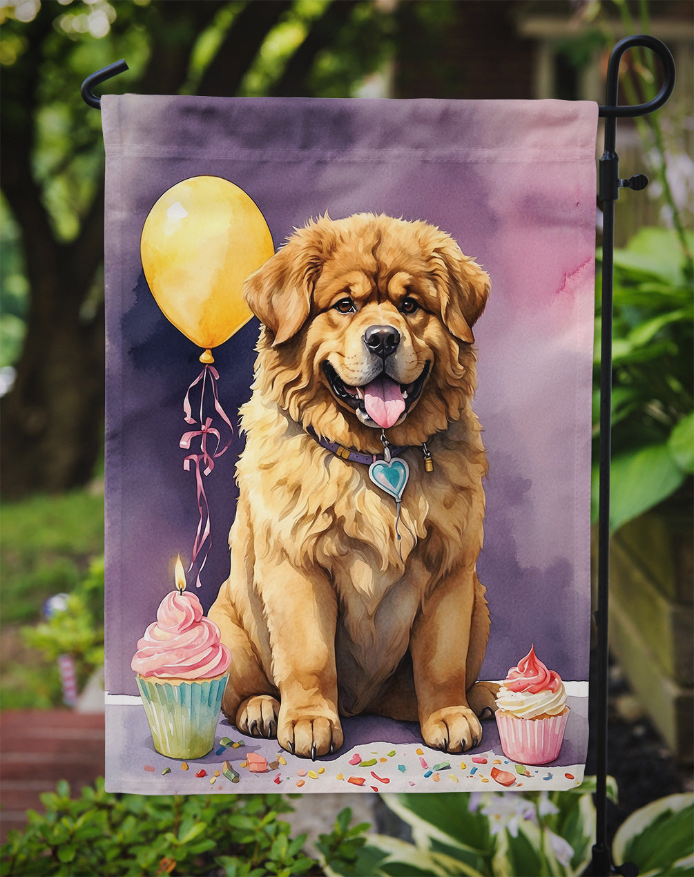 Tibetan Mastiff Happy Birthday Garden Flag