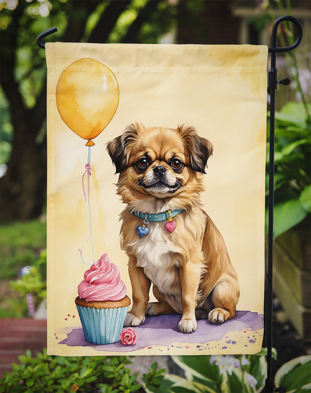 Tibetan Spaniel Happy Birthday Garden Flag