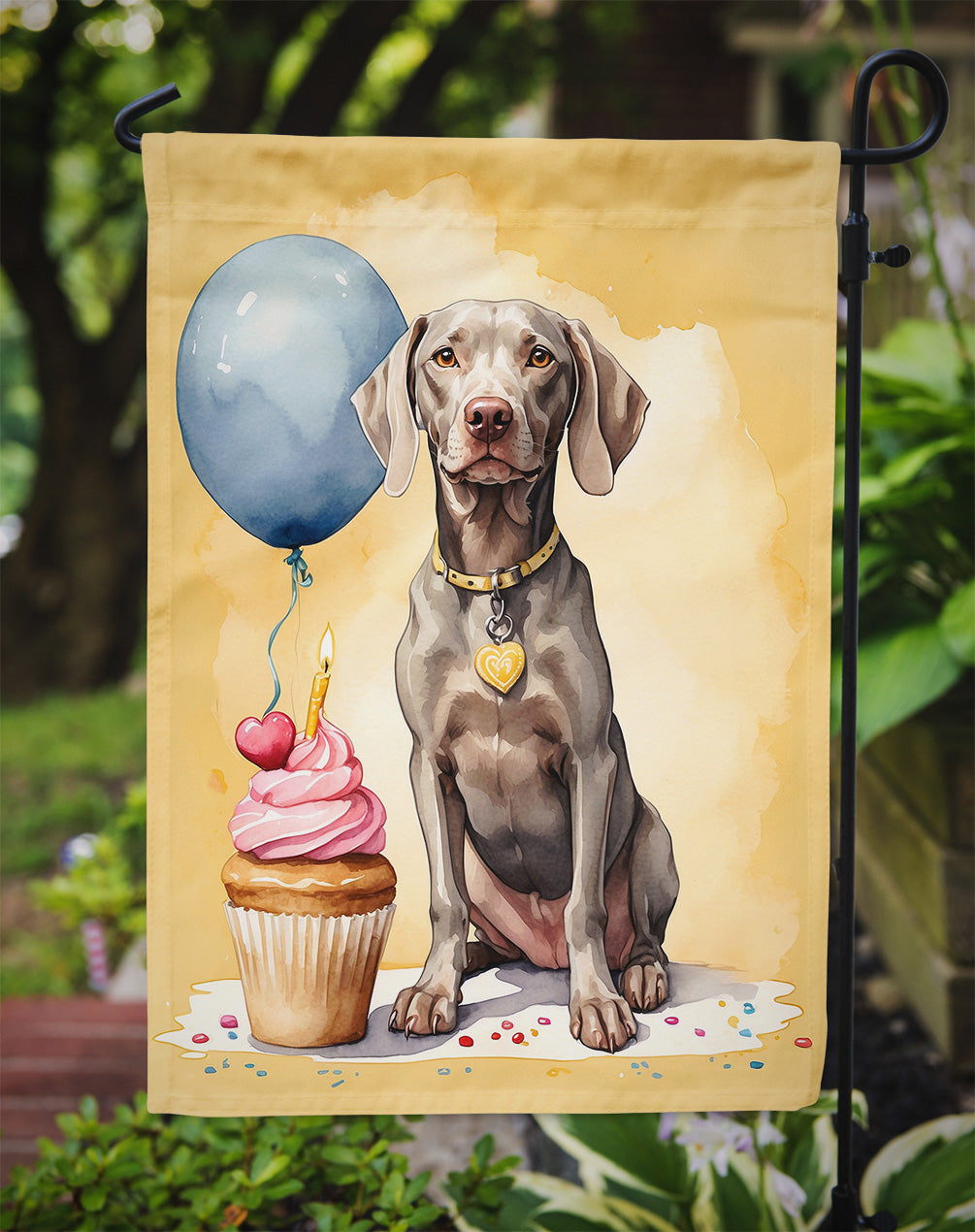 Weimaraner Happy Birthday Garden Flag