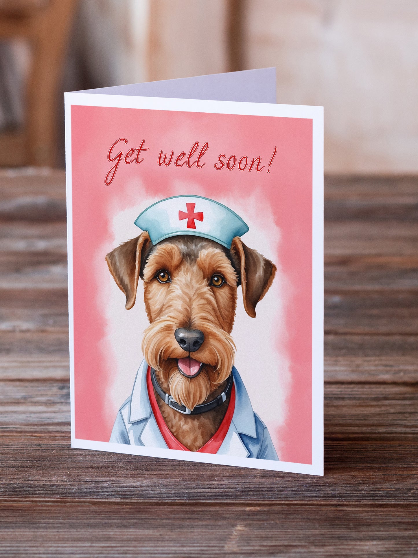 Airedale Terrier Get Well Soon Greeting Cards Pack of 8