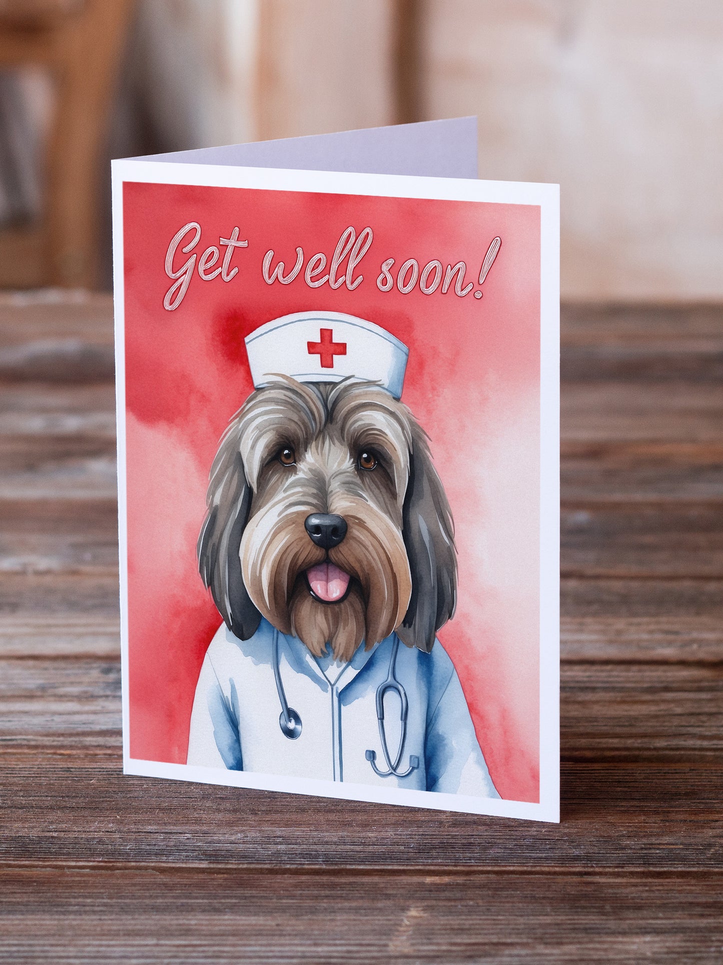 Briard Get Well Soon Greeting Cards Pack of 8