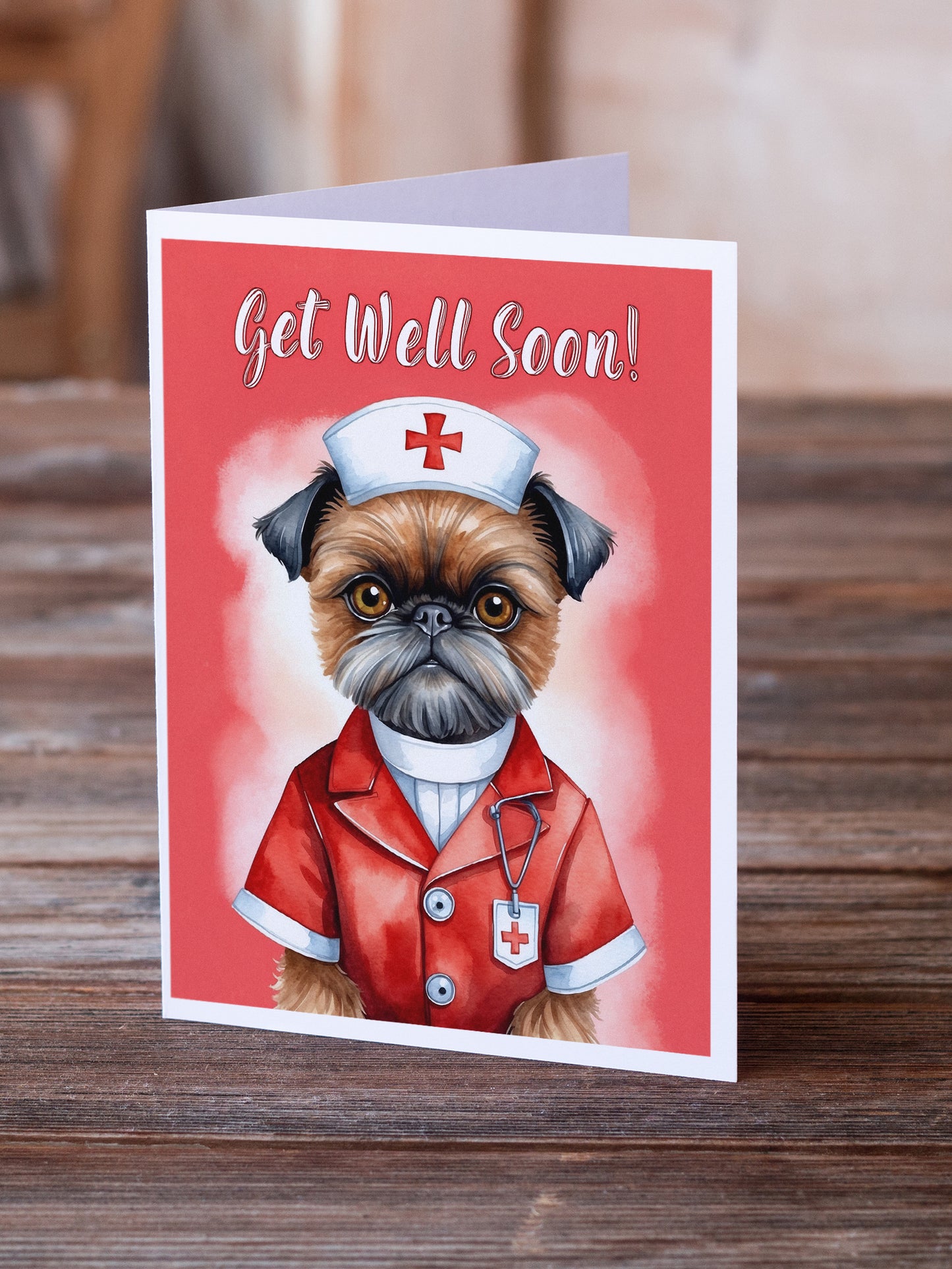 Brussels Griffon Get Well Soon Greeting Cards Pack of 8