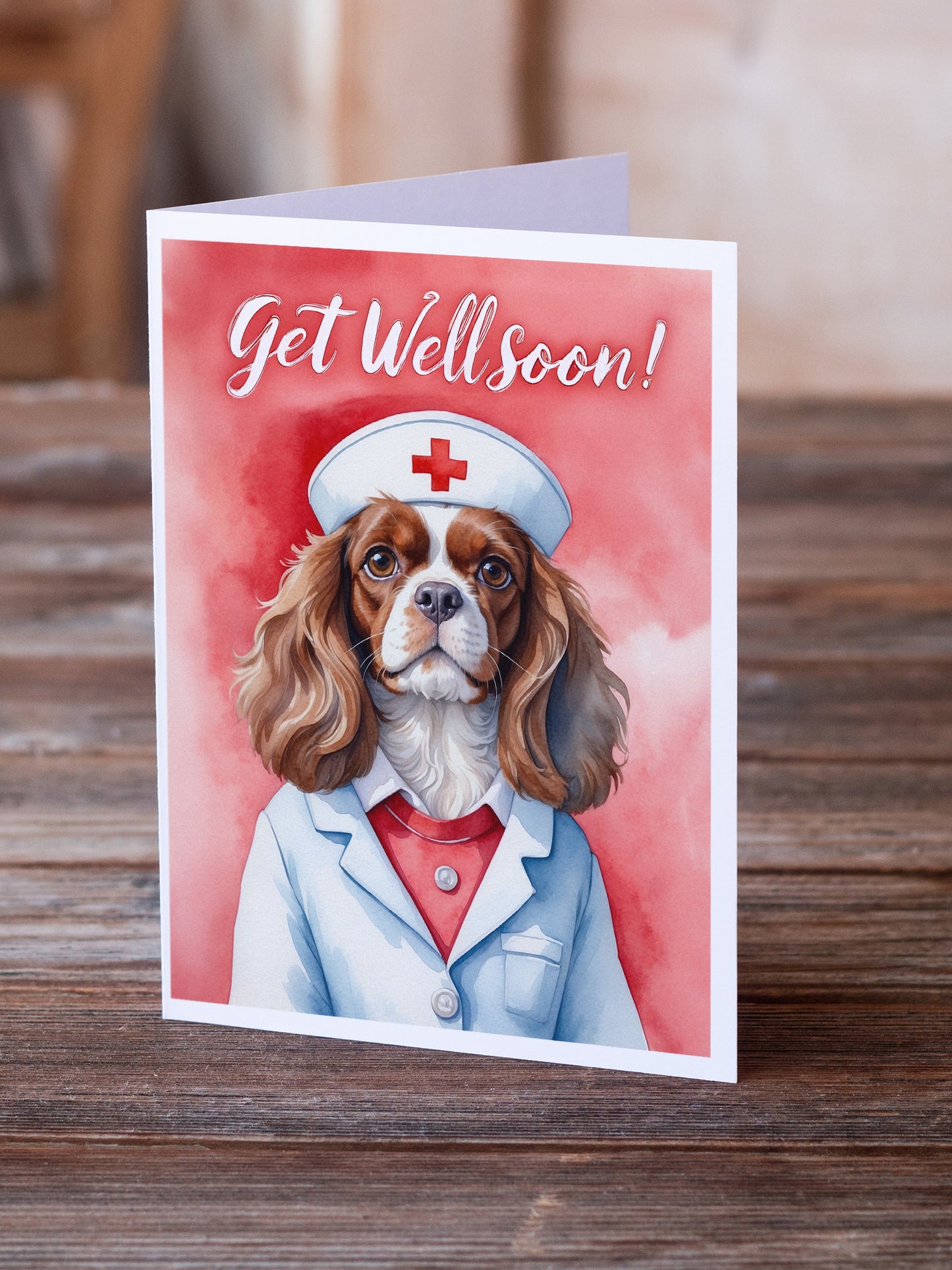 Cavalier Spaniel Get Well Soon Greeting Cards Pack of 8