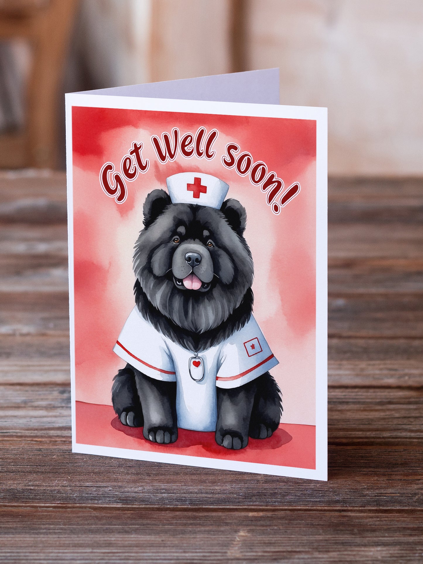 Black Chow Chow Get Well Soon Greeting Cards Pack of 8