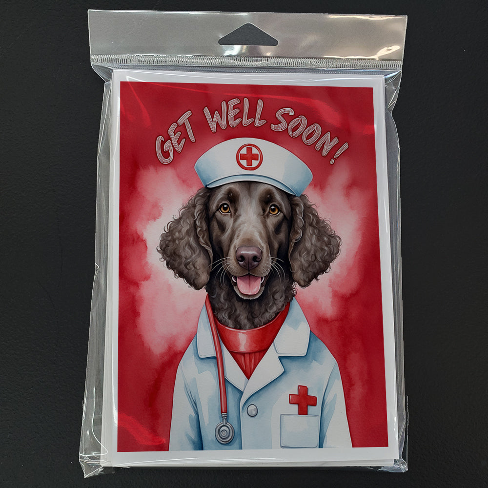 Curly Coated Retriever Get Well Soon Greeting Cards Pack of 8