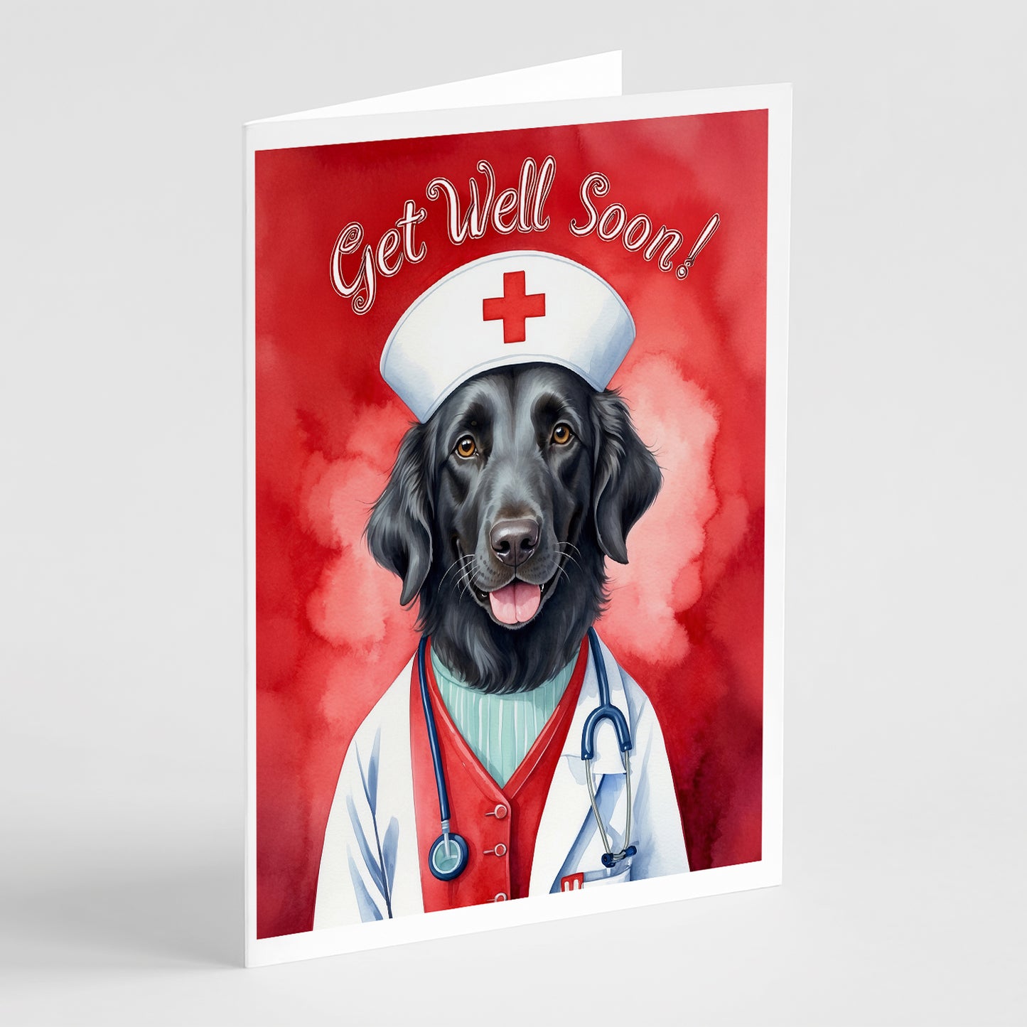 Buy this Flat-Coated Retriever Get Well Soon Greeting Cards Pack of 8