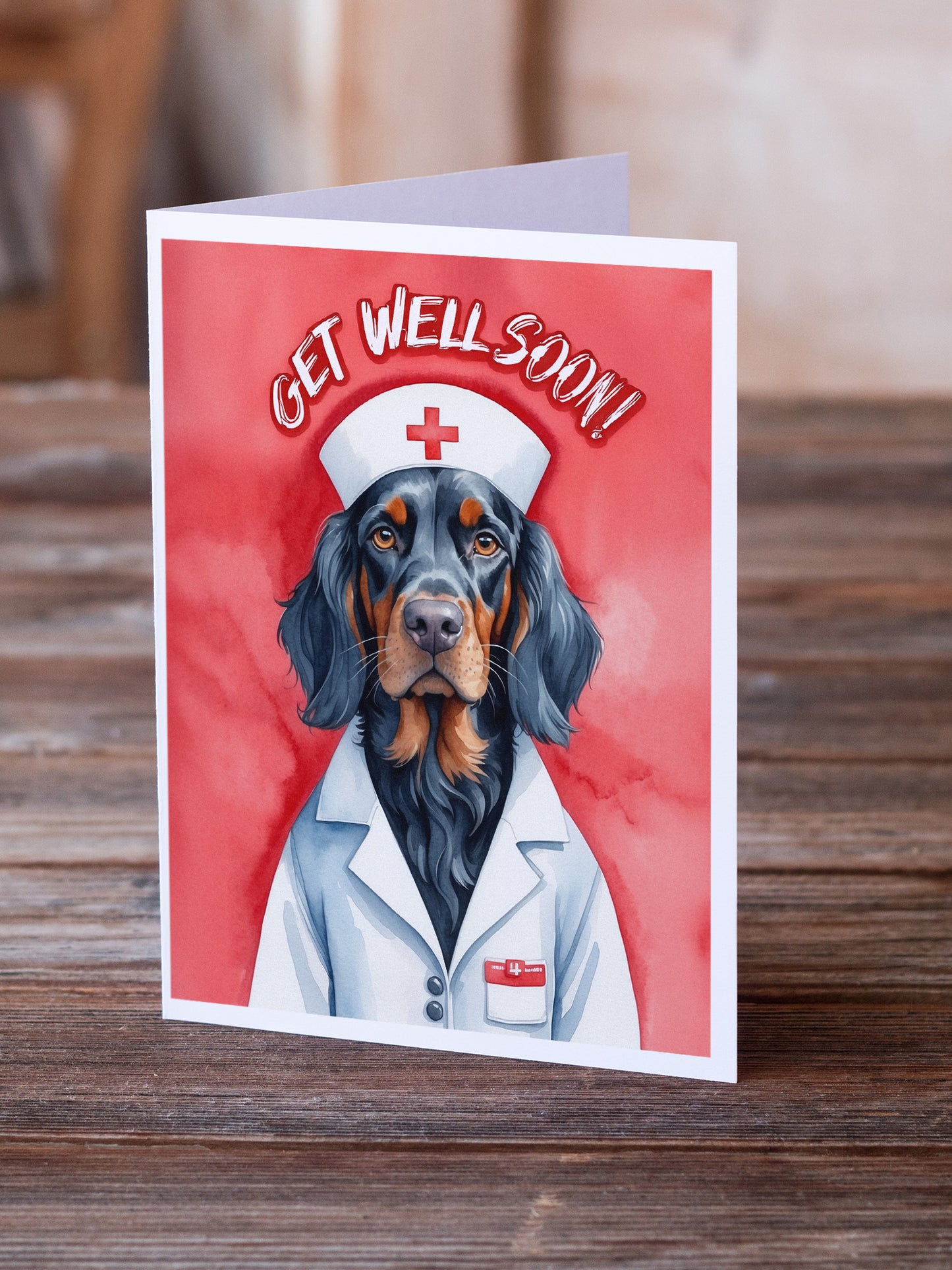 Gordon Setter Get Well Soon Greeting Cards Pack of 8