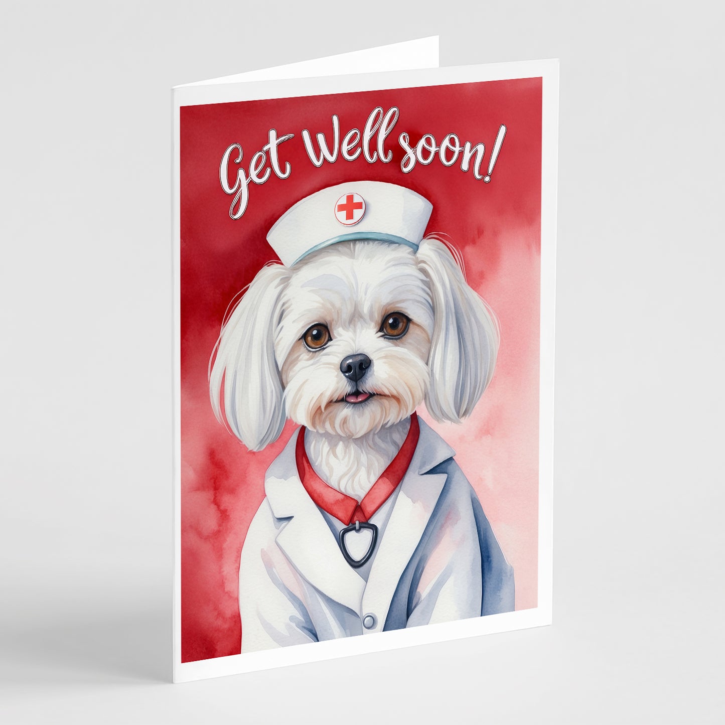 Buy this Maltese Get Well Soon Greeting Cards Pack of 8