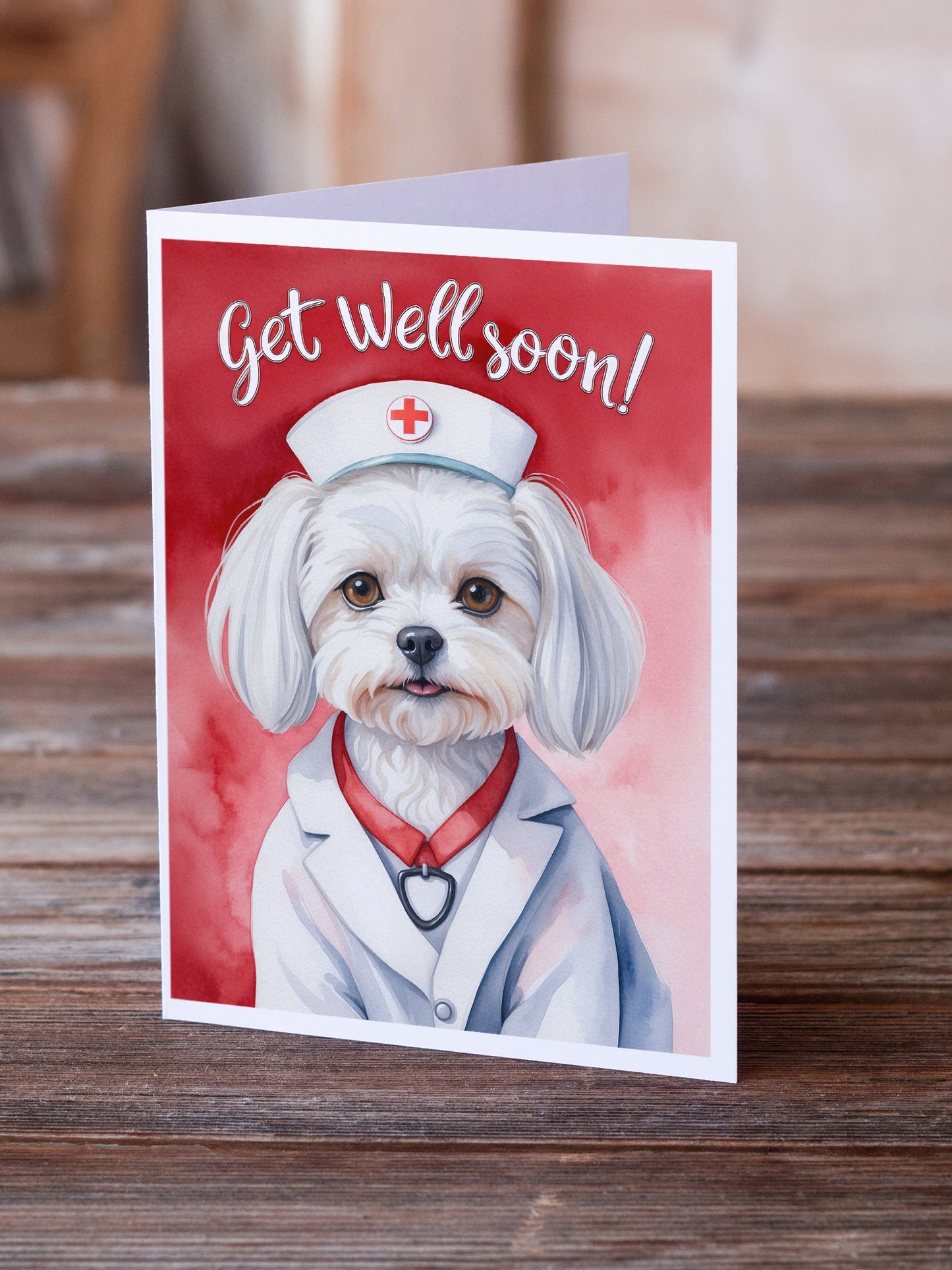 Maltese Get Well Soon Greeting Cards Pack of 8