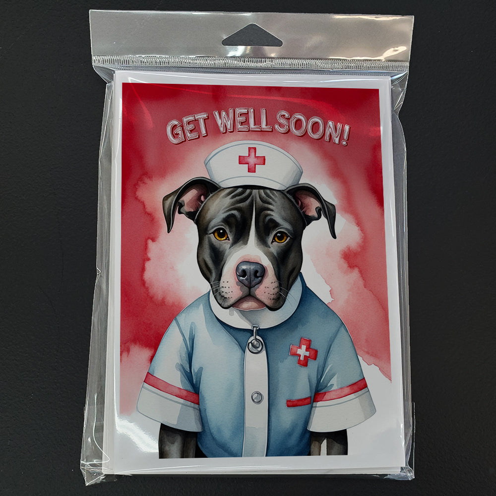 Pit Bull Terrier Get Well Soon Greeting Cards Pack of 8