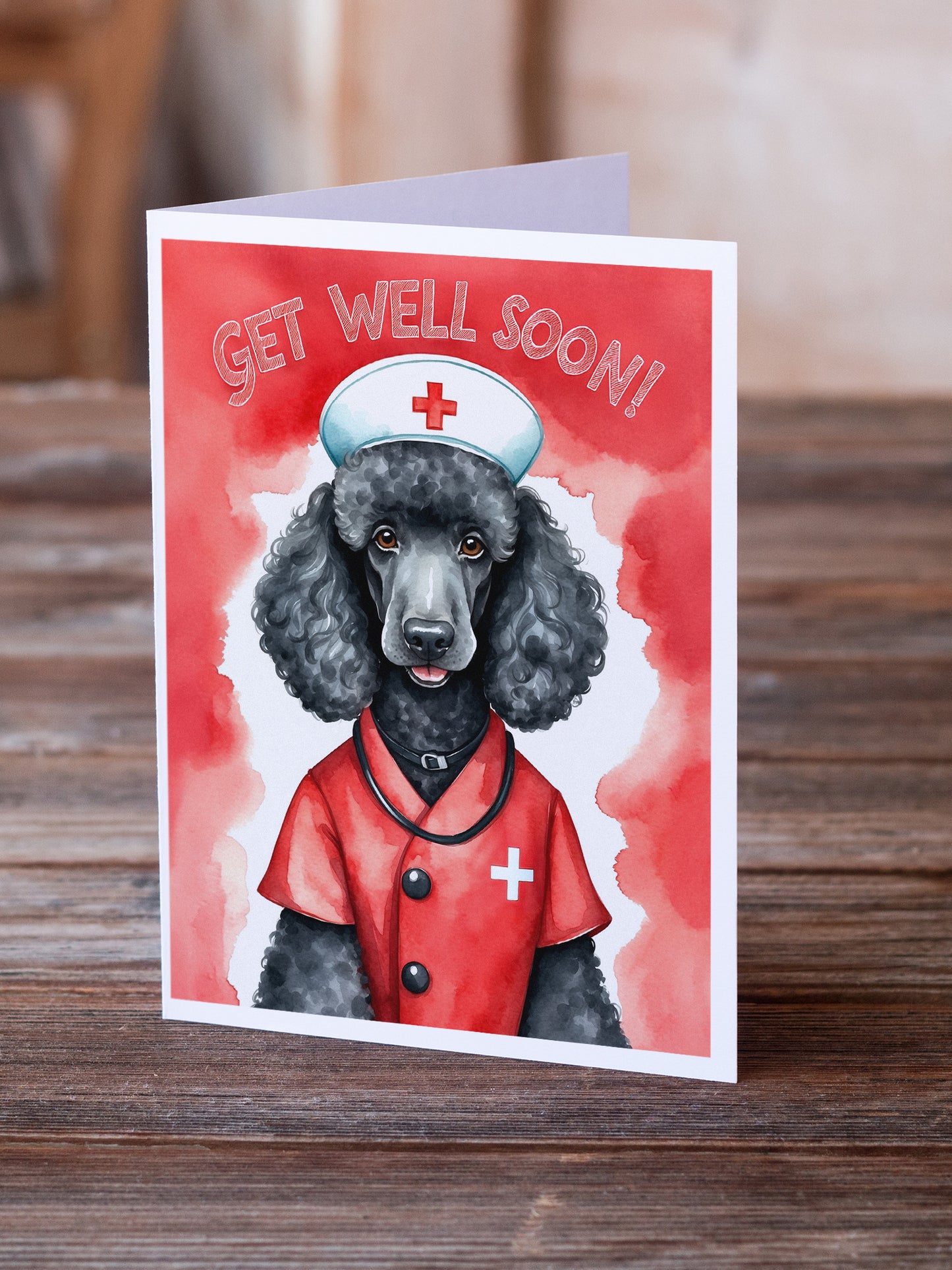 Poodle Get Well Soon Greeting Cards Pack of 8