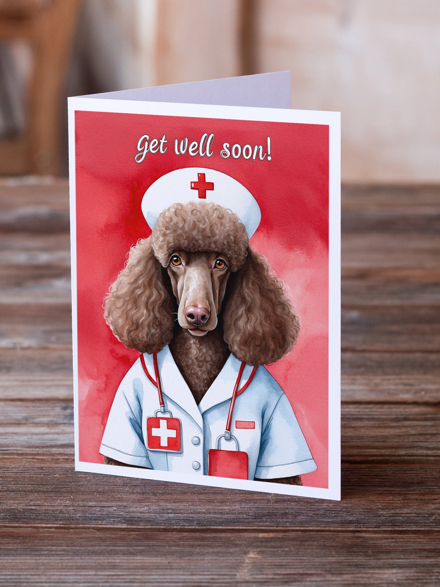 Poodle Get Well Soon Greeting Cards Pack of 8