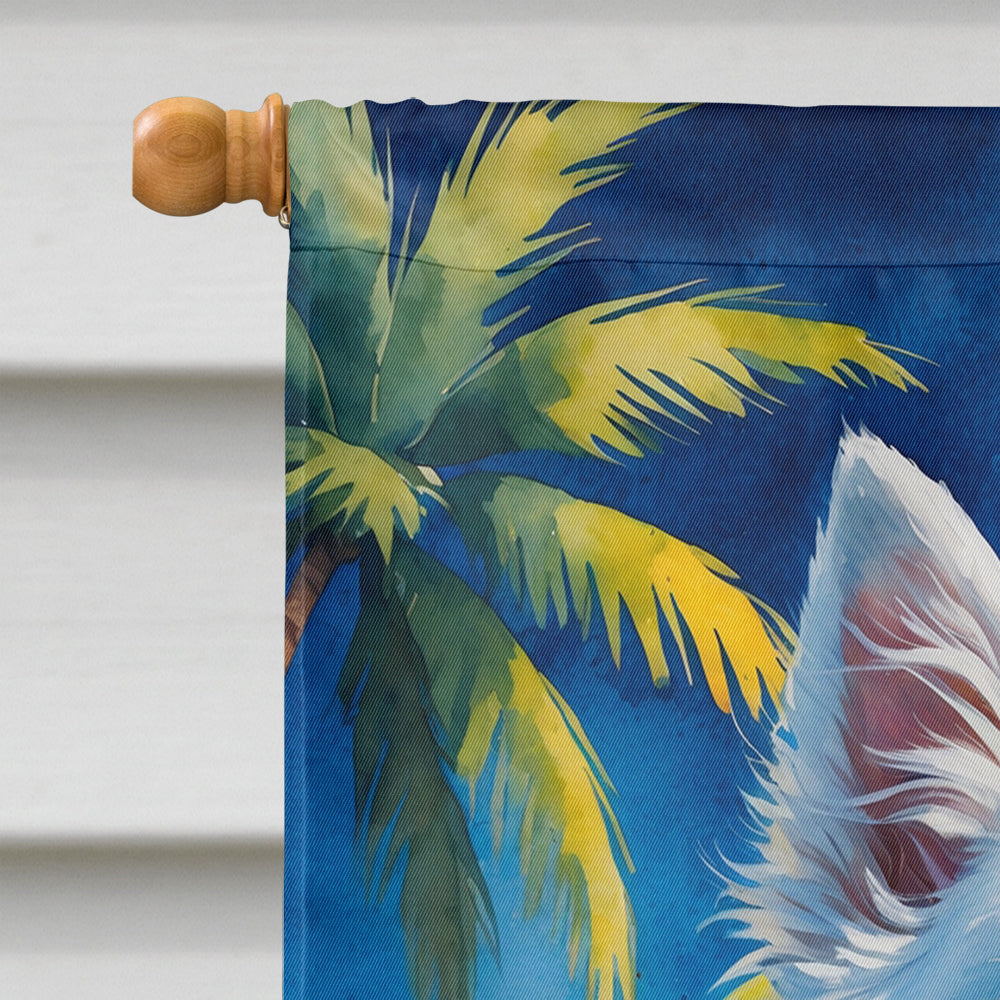 American Eskimo Summer Beach Time House Flag