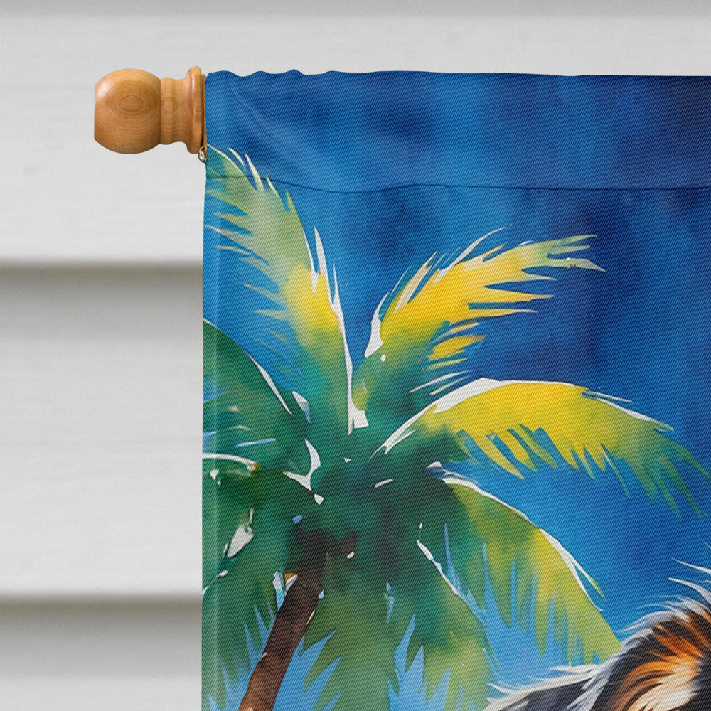 Australian Shepherd Summer Beach Time House Flag