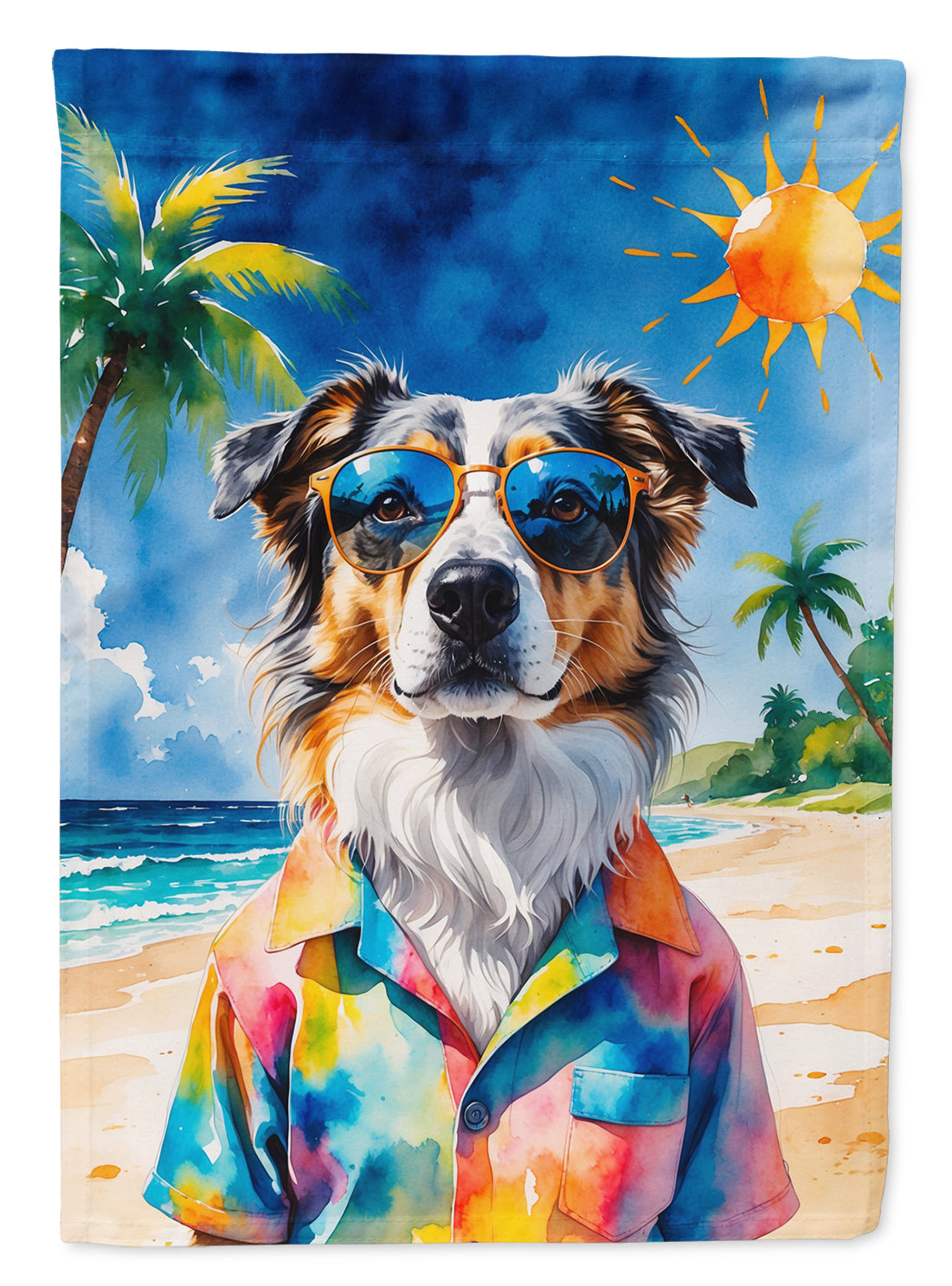 Buy this Australian Shepherd Summer Beach Time Garden Flag