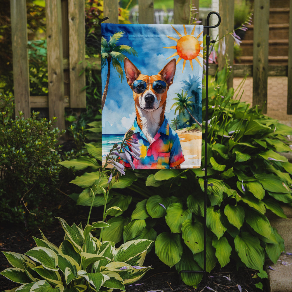Basenji Summer Beach Time Garden Flag