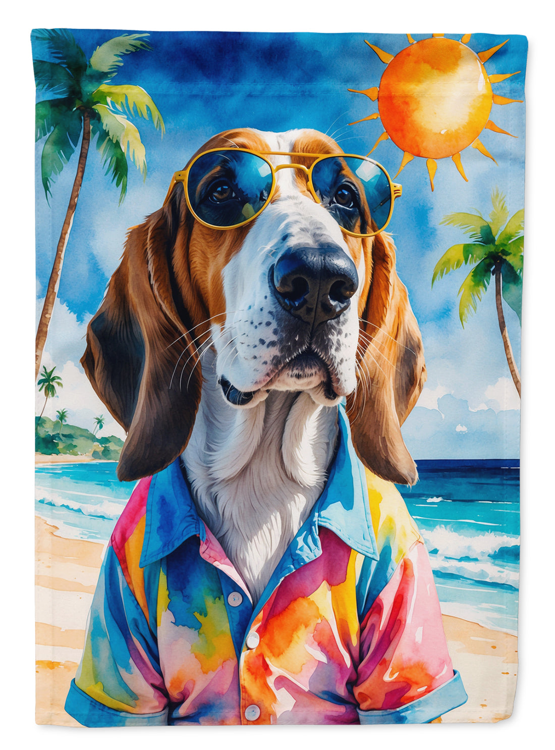 Buy this Basset Hound Summer Beach Time House Flag