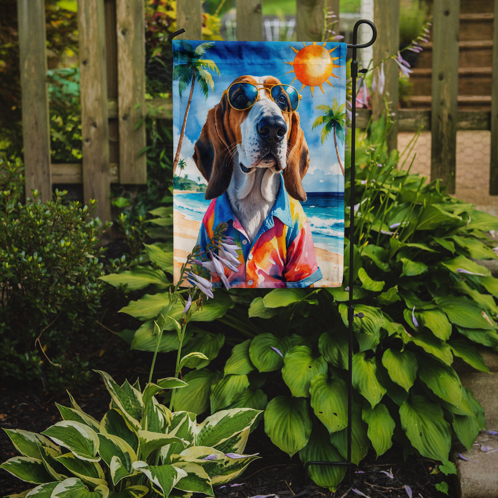 Basset Hound Summer Beach Time Garden Flag
