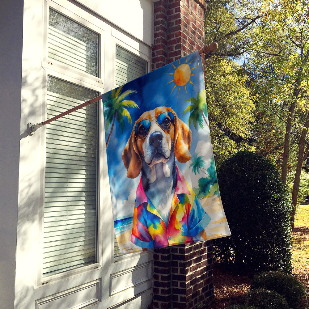 Beagle Summer Beach Time House Flag