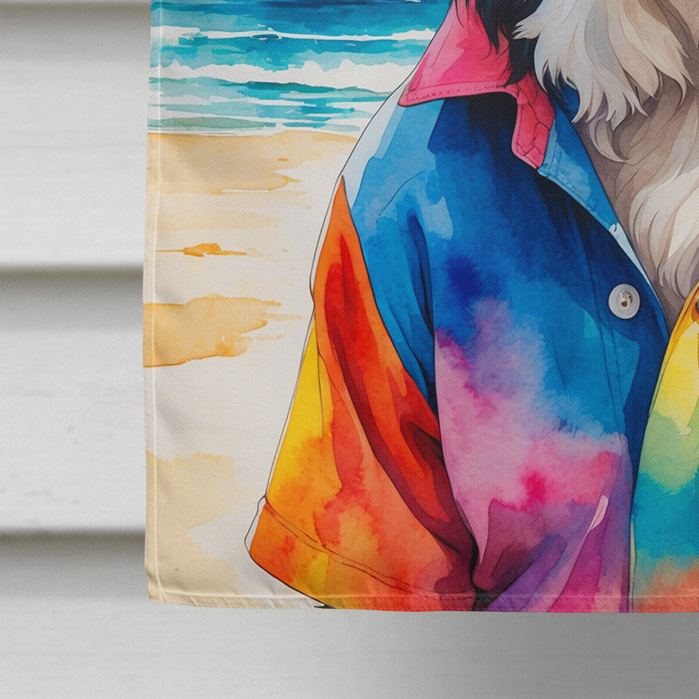 Bernese Mountain Dog Summer Beach Time House Flag