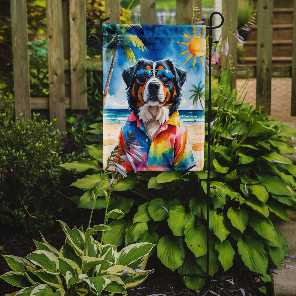 Bernese Mountain Dog Summer Beach Time Garden Flag