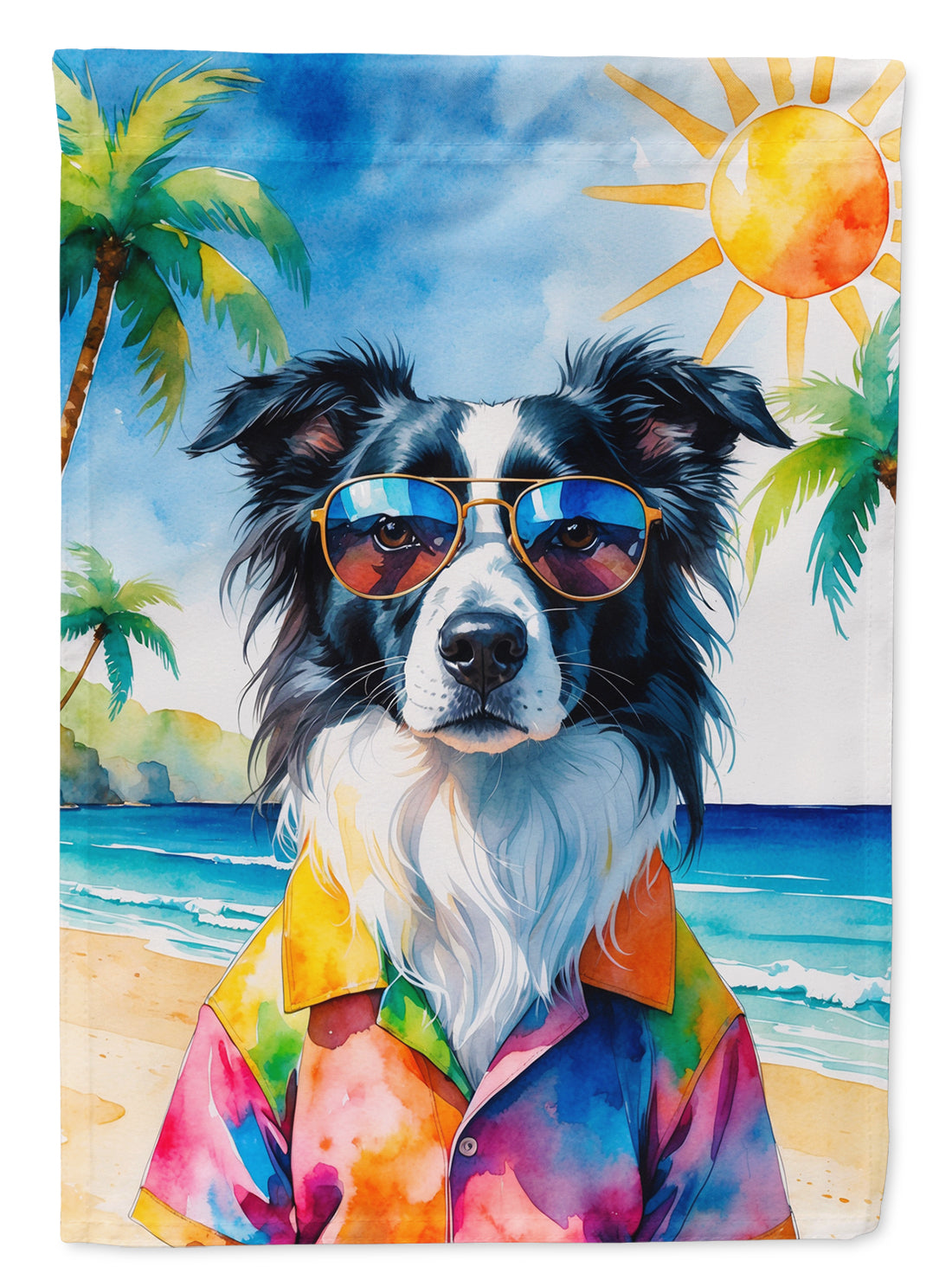 Buy this Border Collie Summer Beach Time House Flag