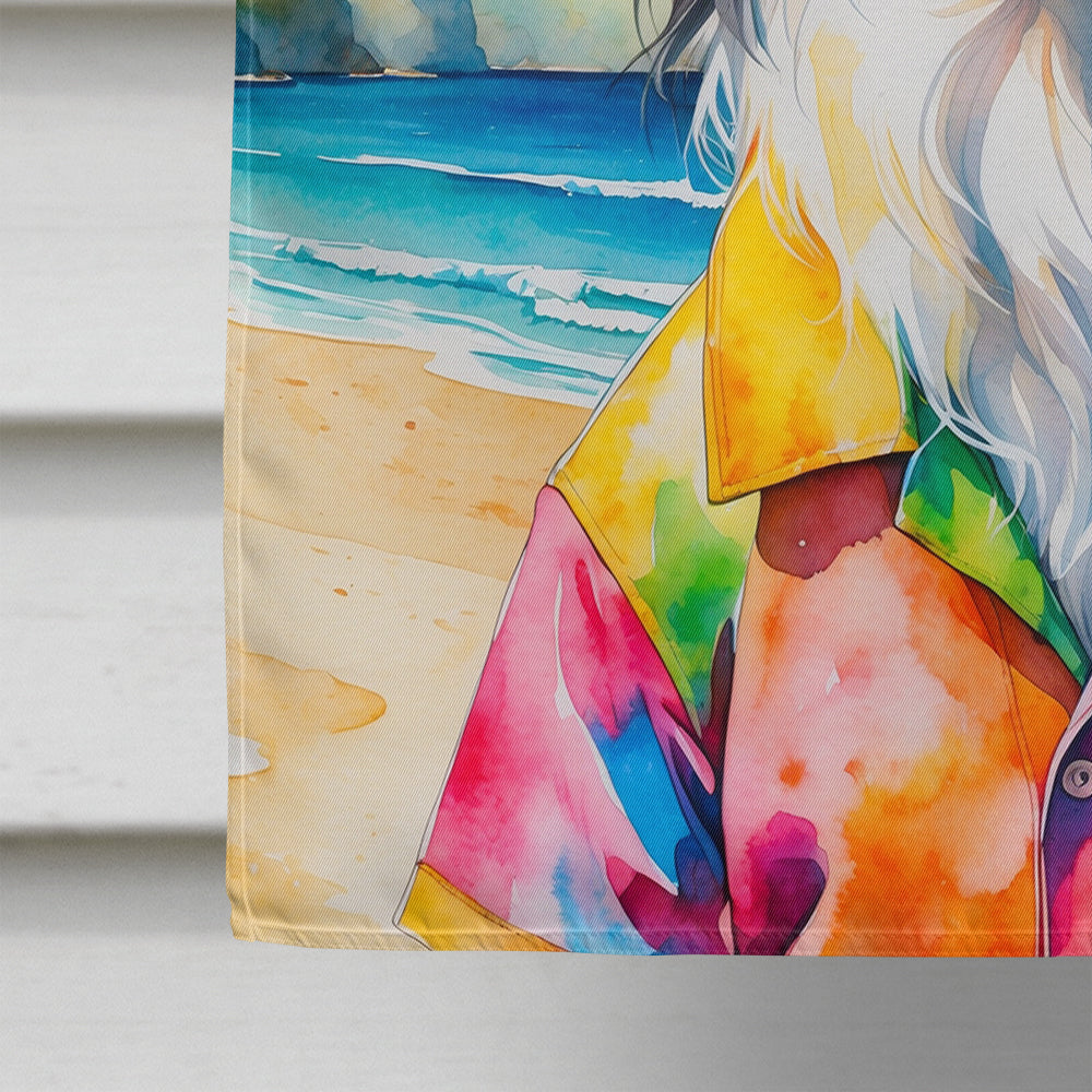 Border Collie Summer Beach Time House Flag