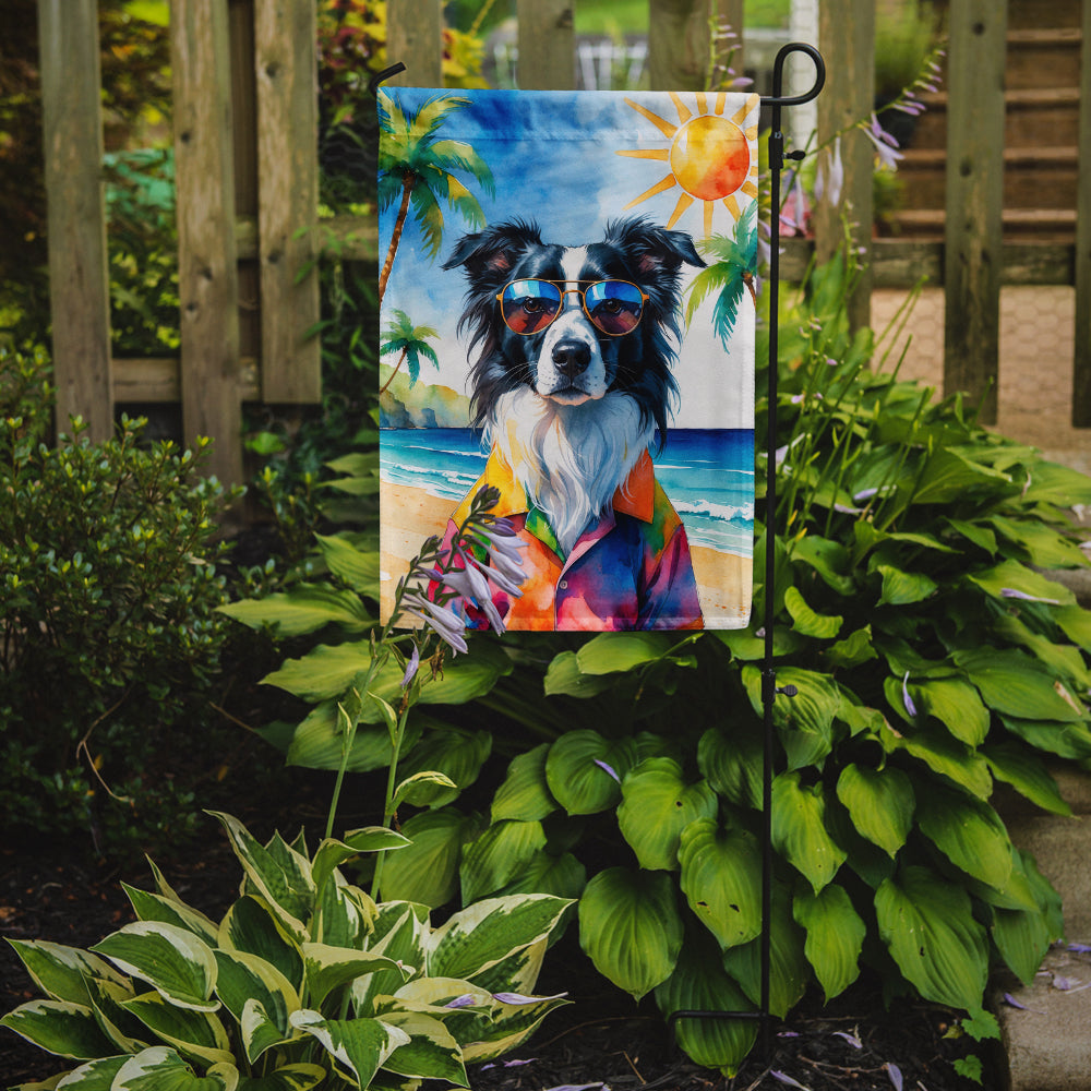 Border Collie Summer Beach Time Garden Flag