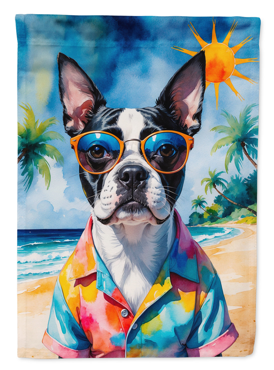 Buy this Boston Terrier Summer Beach Time Garden Flag