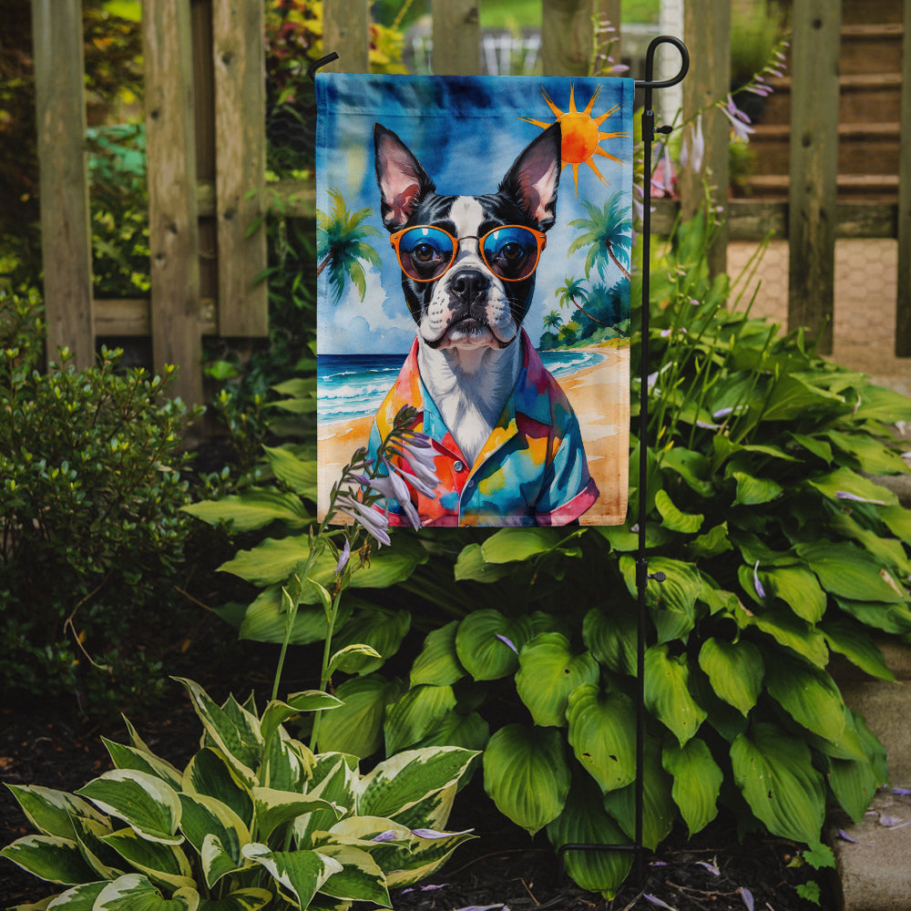 Boston Terrier Summer Beach Time Garden Flag