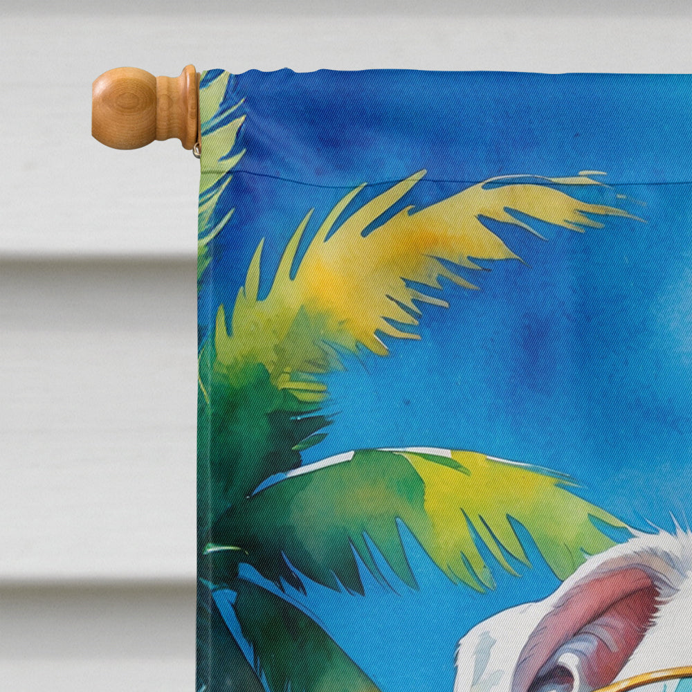 White Boxer Summer Beach Time House Flag