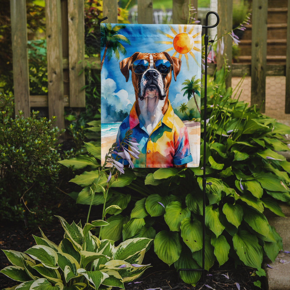 Boxer Summer Beach Time Garden Flag