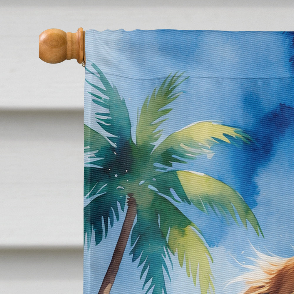Cavalier Spaniel Summer Beach Time House Flag