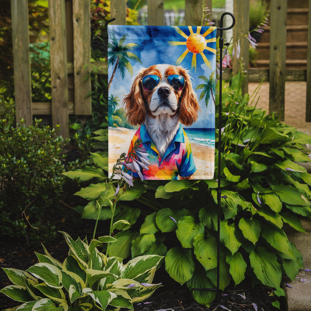 Cavalier Spaniel Summer Beach Time Garden Flag