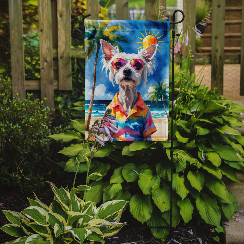 Chinese Crested Summer Beach Time Garden Flag