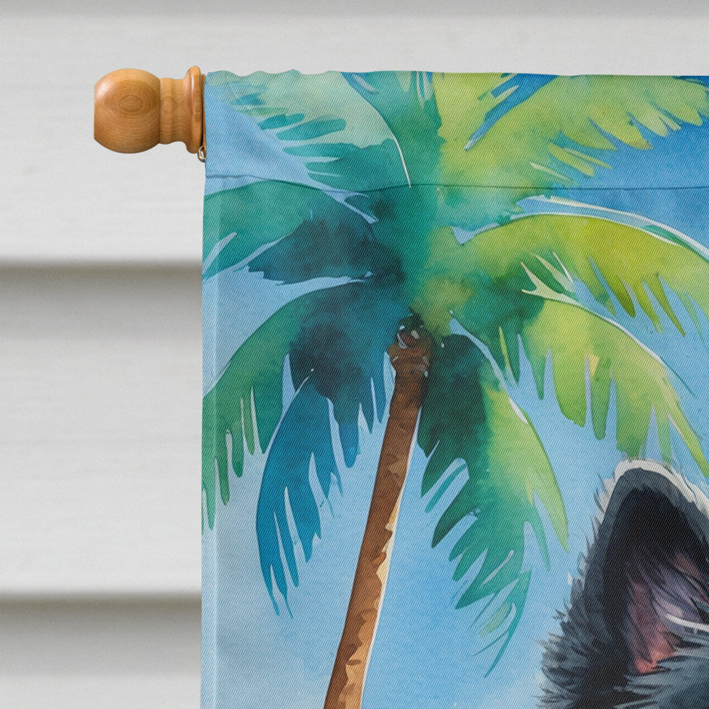 Black Chow Chow Summer Beach Time House Flag