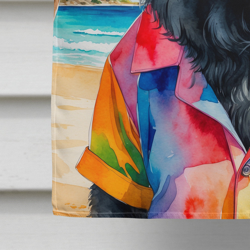 Black Chow Chow Summer Beach Time House Flag