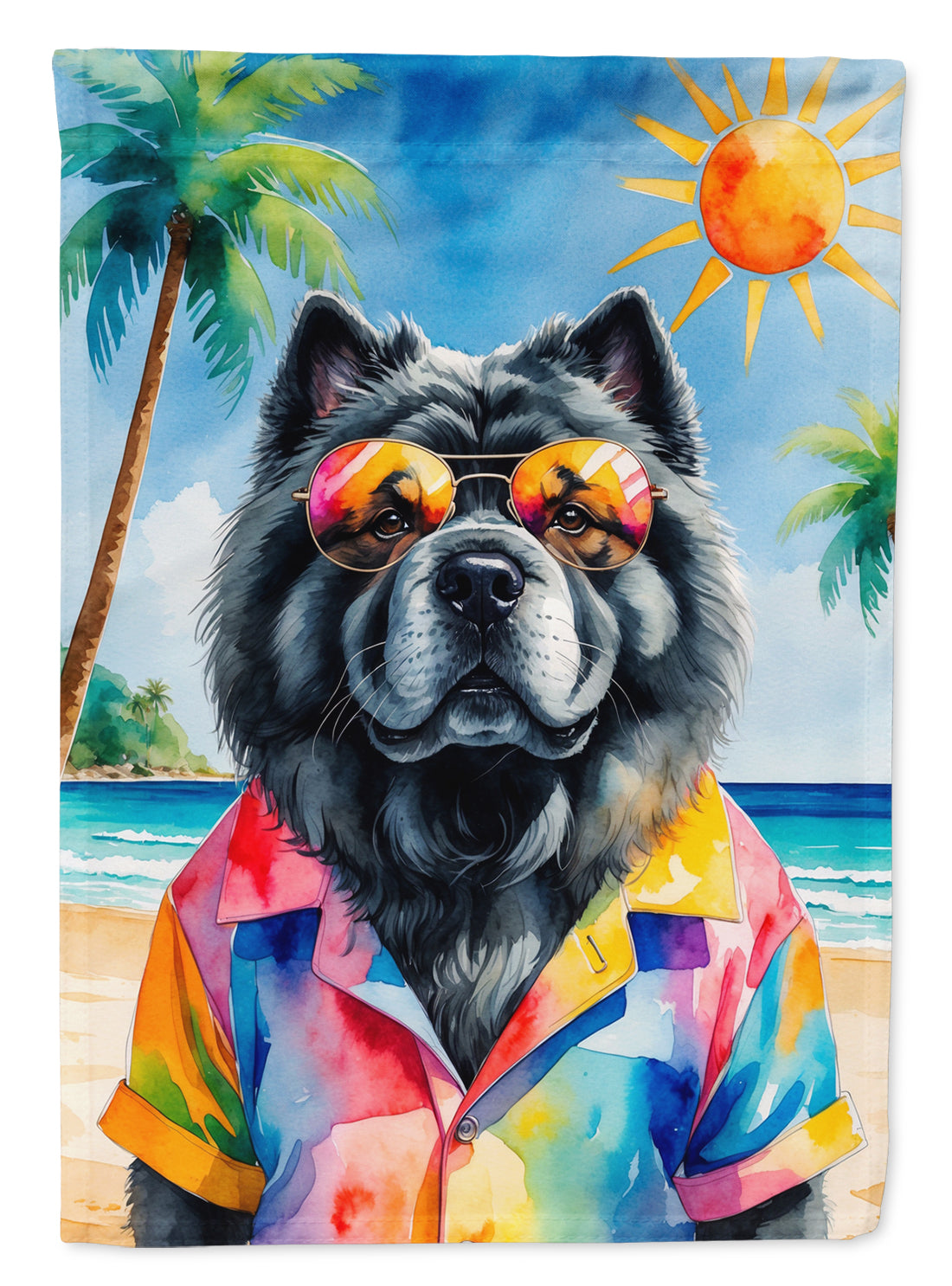 Buy this Black Chow Chow Summer Beach Time Garden Flag