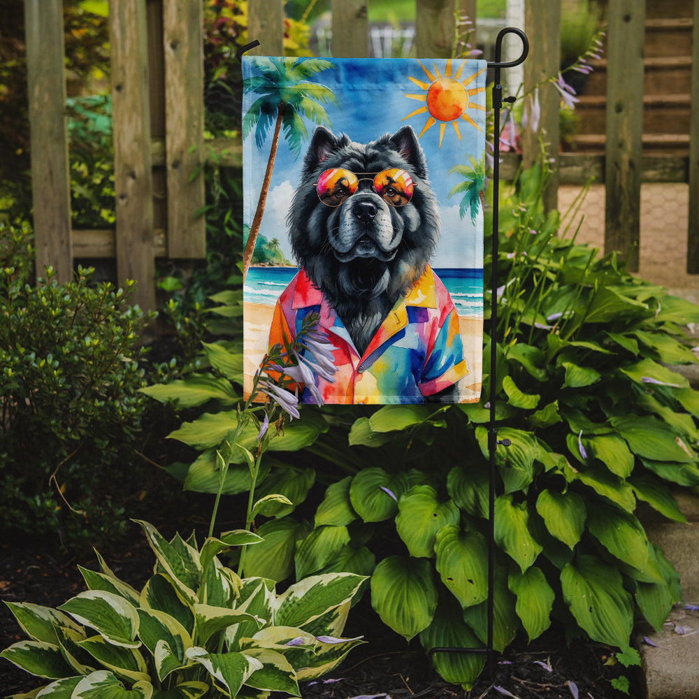Black Chow Chow Summer Beach Time Garden Flag