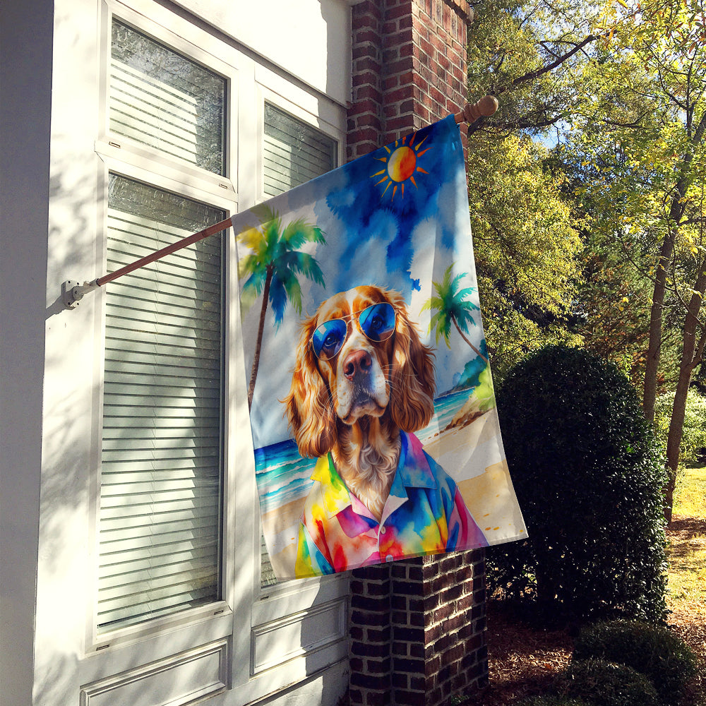 Cocker Spaniel Summer Beach Time House Flag