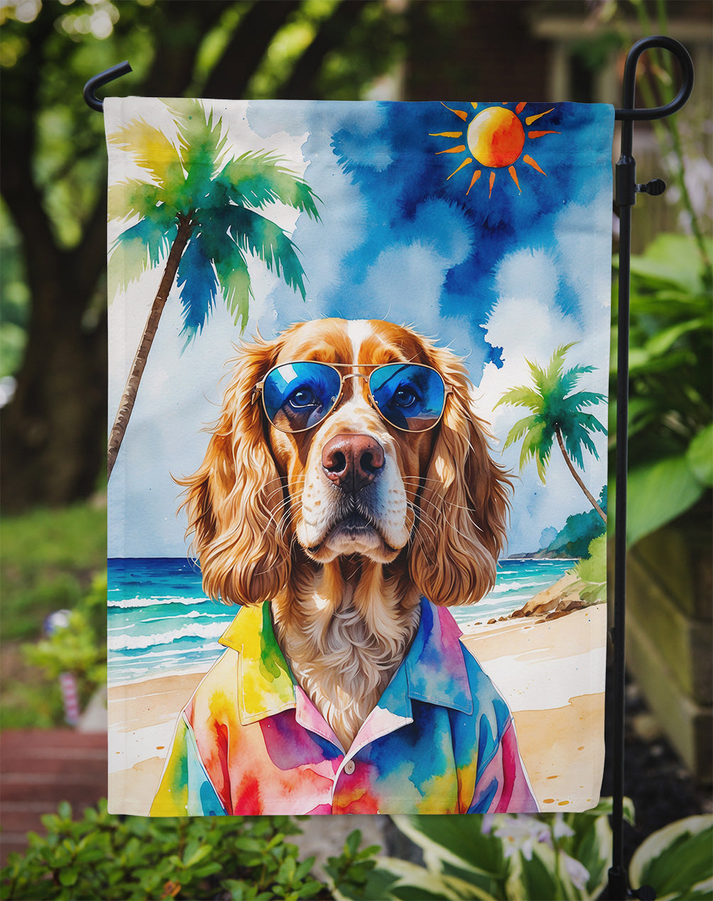 Cocker Spaniel Summer Beach Time Garden Flag
