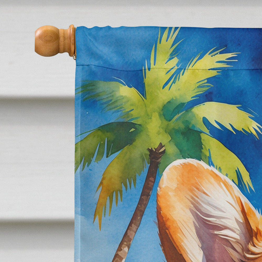 Corgi Summer Beach Time House Flag