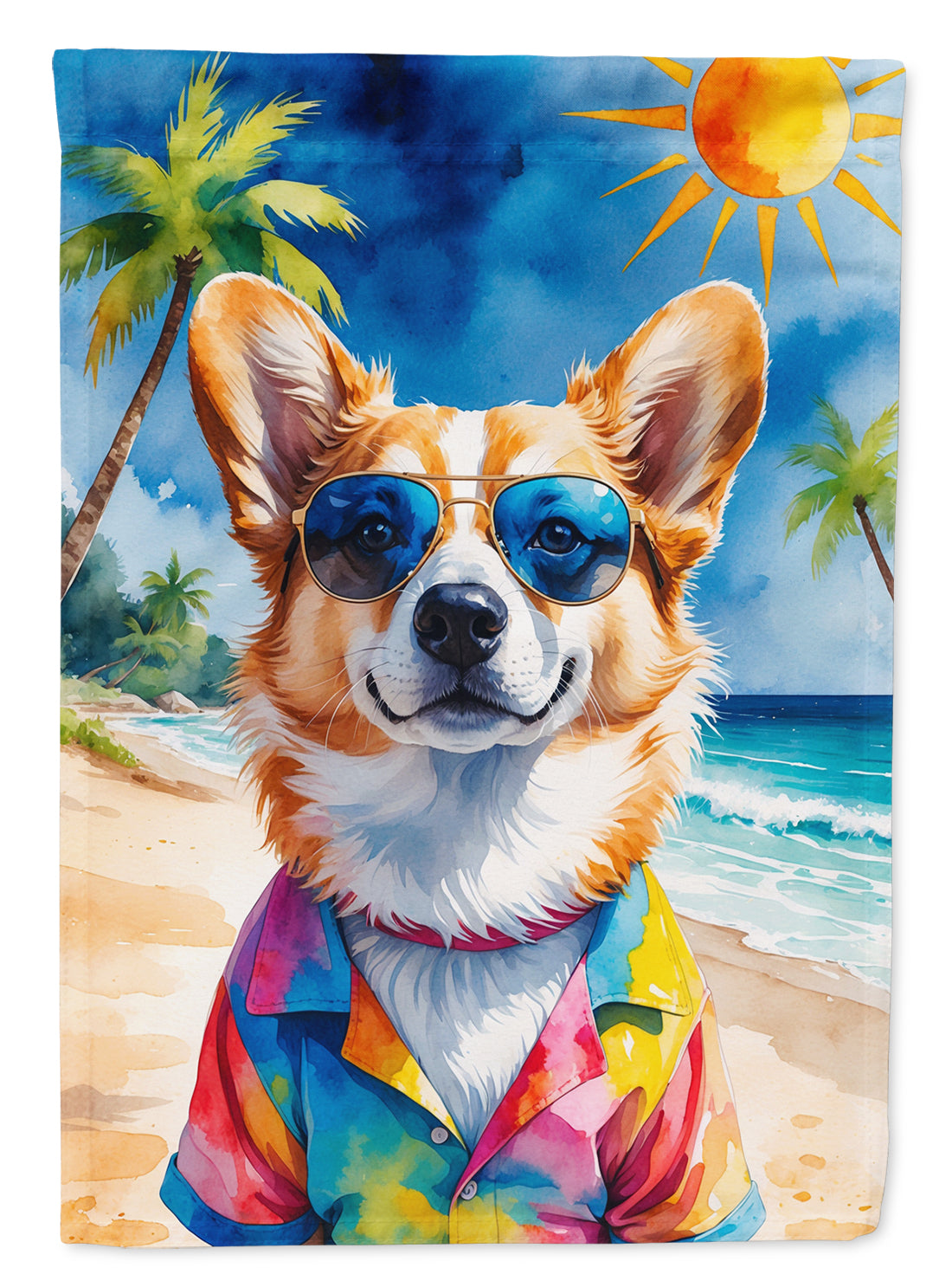 Buy this Corgi Summer Beach Time Garden Flag