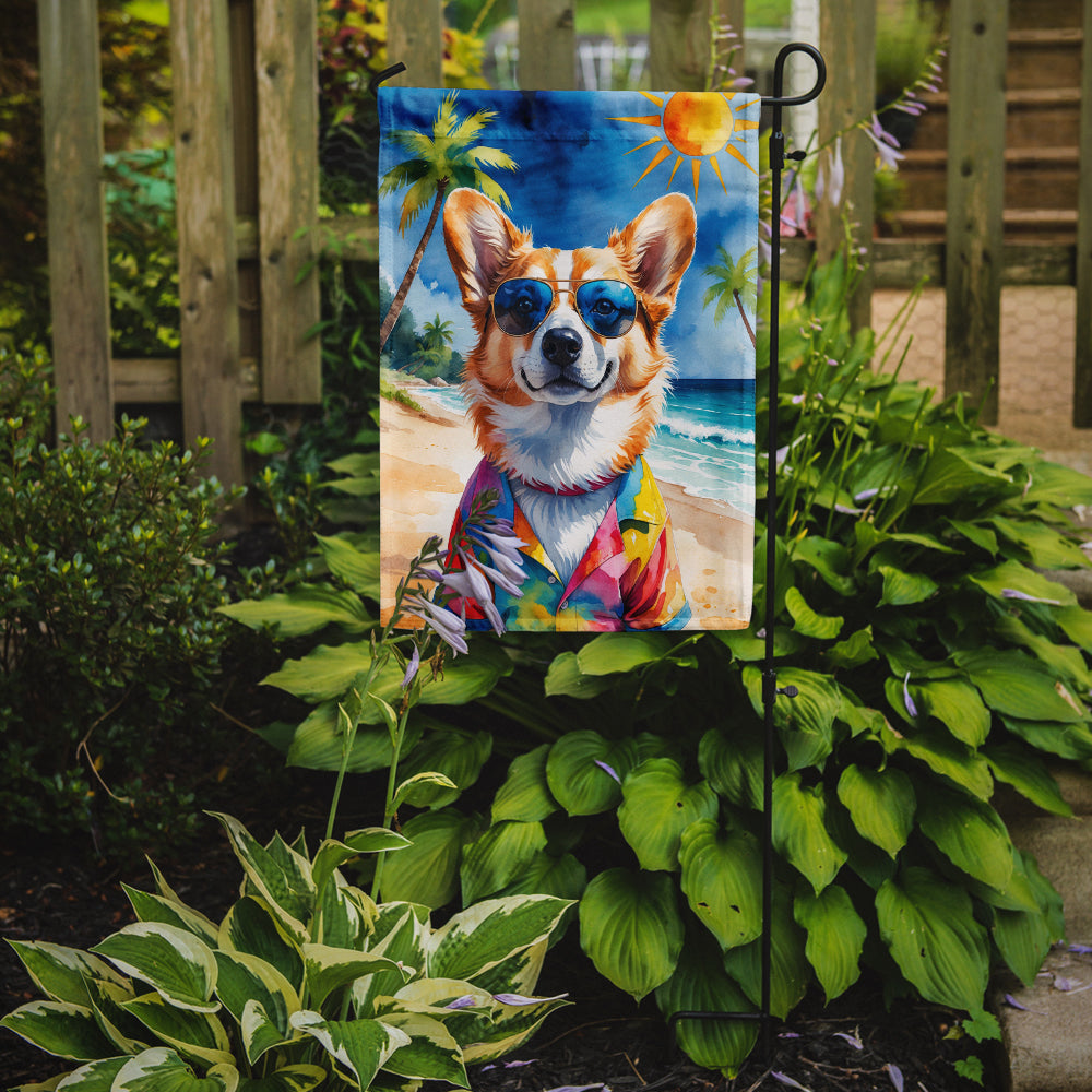 Corgi Summer Beach Time Garden Flag