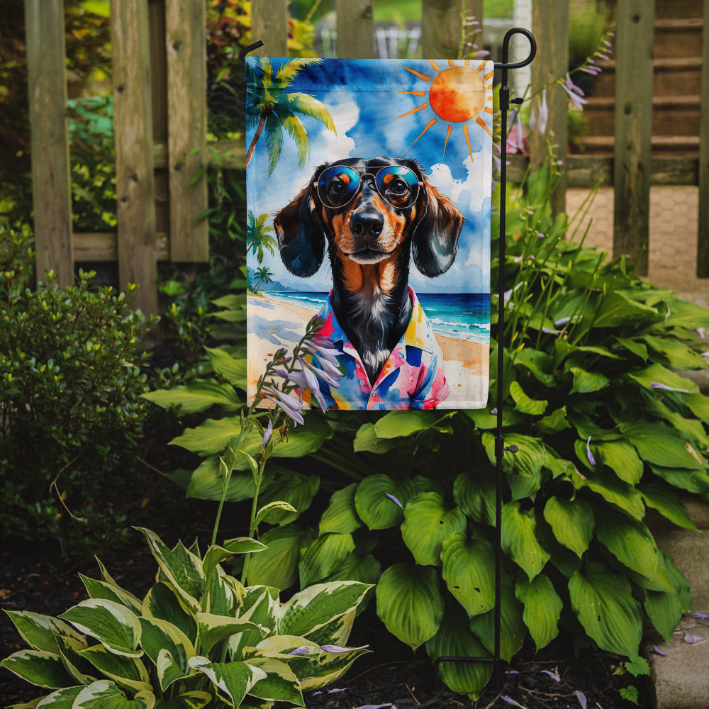 Dachshund Summer Beach Time Garden Flag