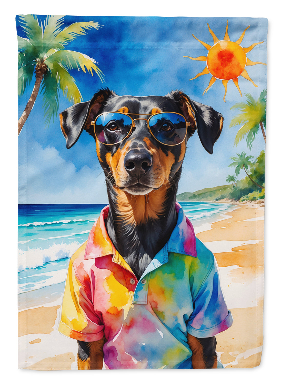 Buy this Doberman Pinscher Summer Beach Time Garden Flag