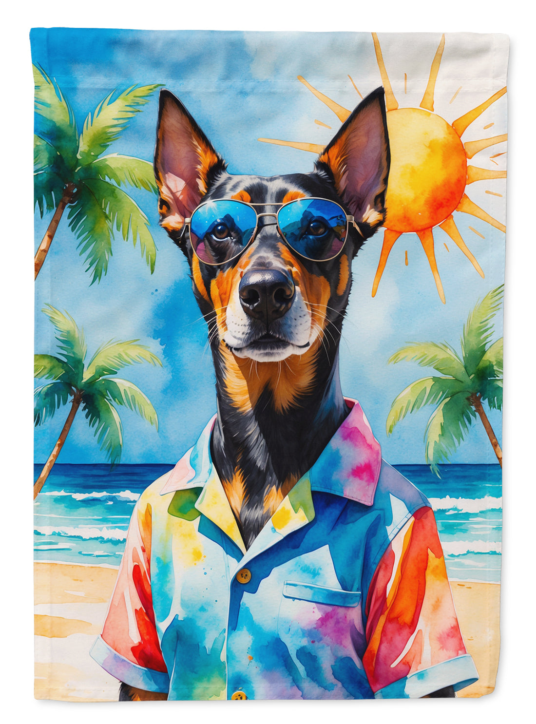 Buy this Doberman Pinscher Summer Beach Time House Flag