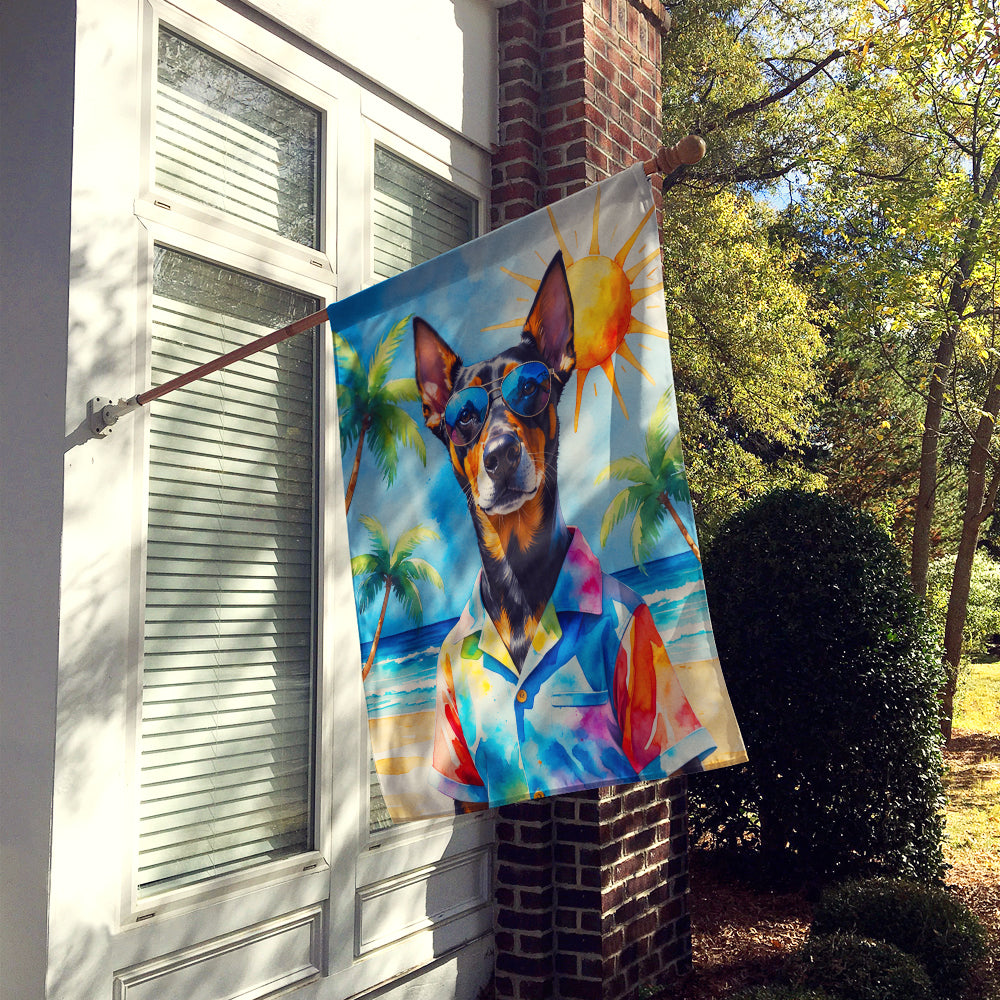 Doberman Pinscher Summer Beach Time House Flag