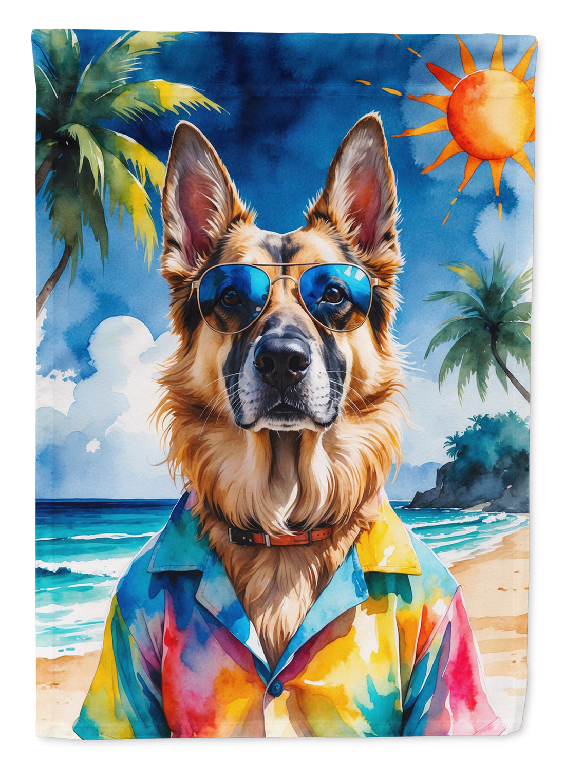 Buy this German Shepherd Summer Beach Time Garden Flag